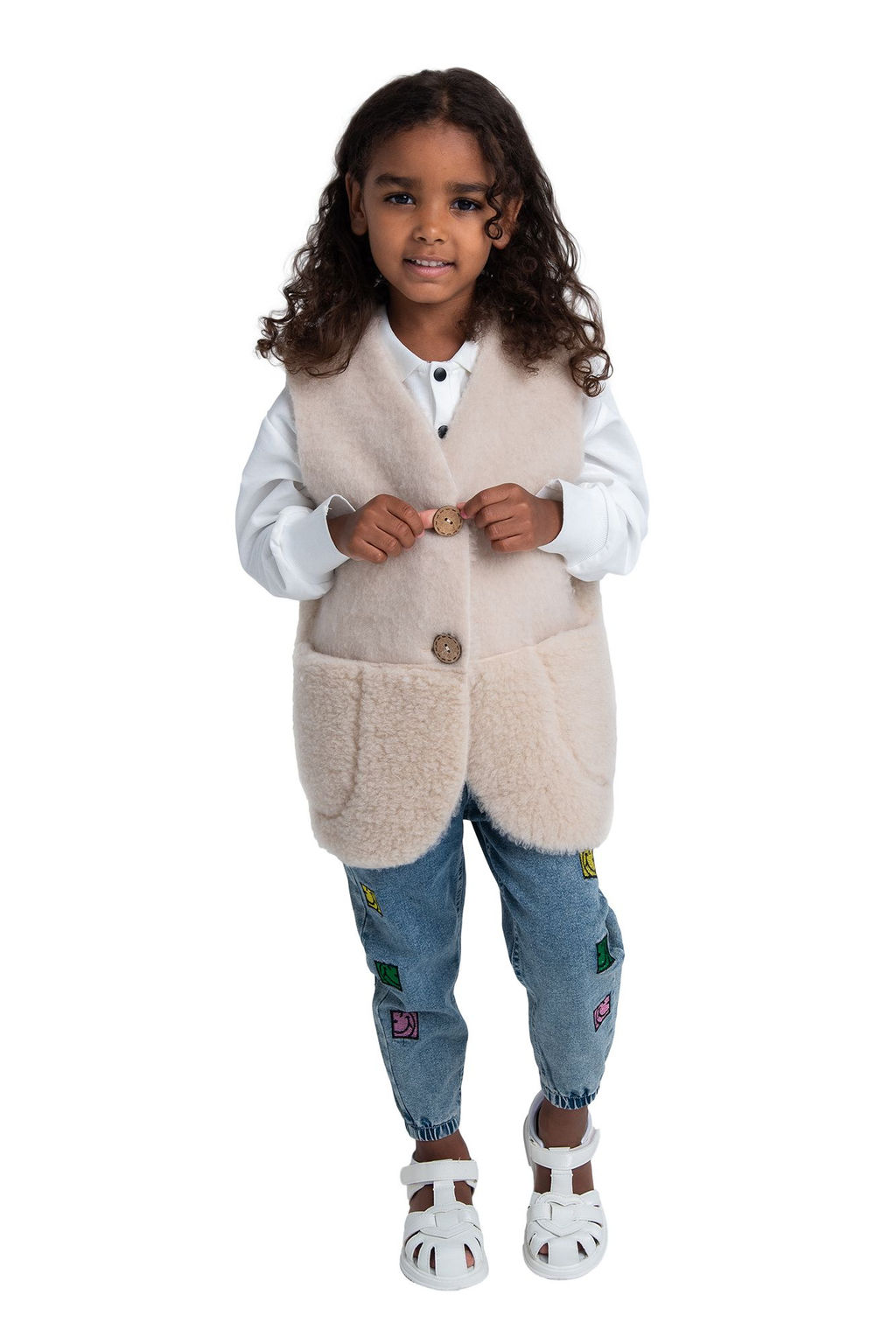 Жилет детский меховой ПЛЮША карамель