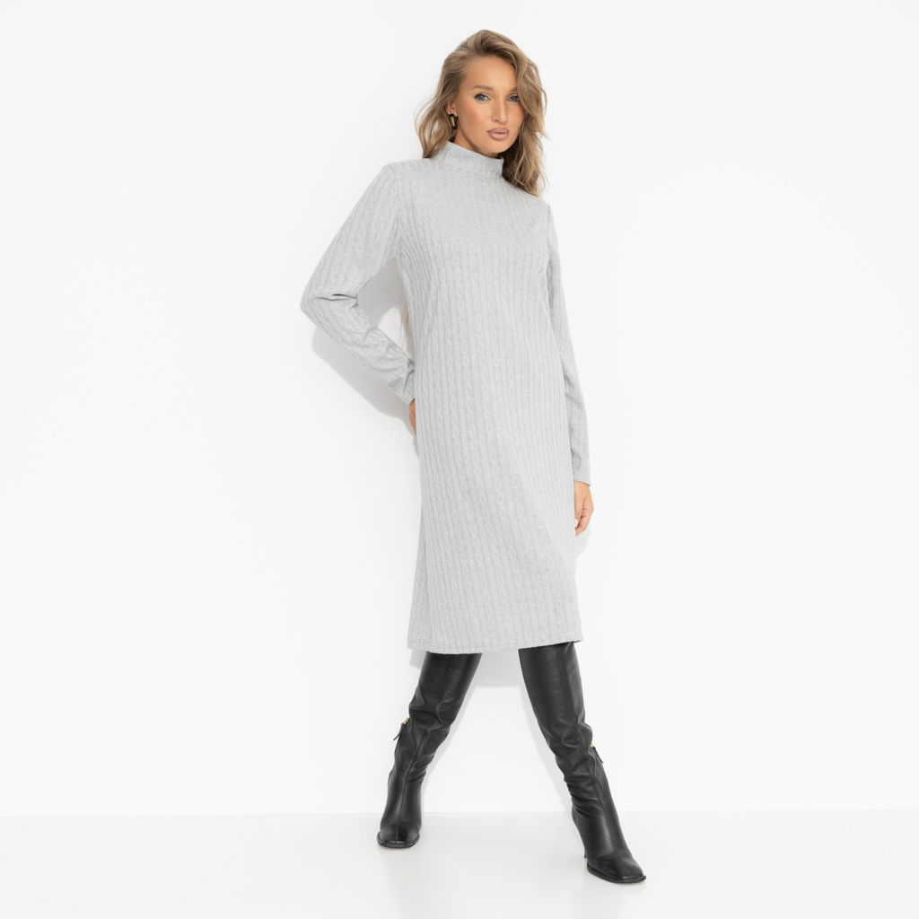 Платье из фактурного трикотажа, Неотразимый лук (серое) - Charutti фото 6