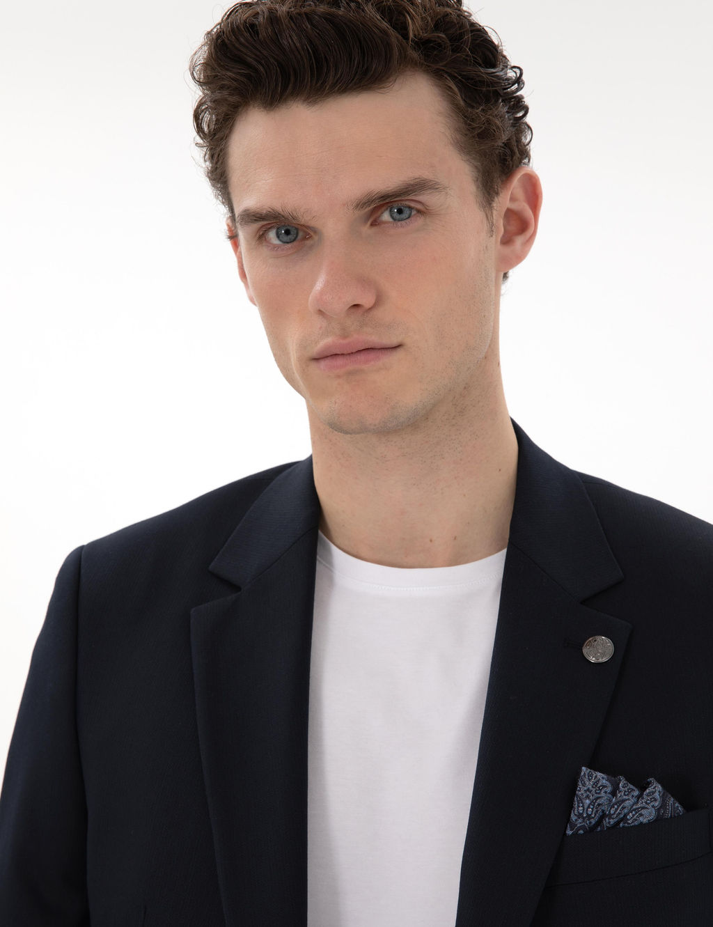 Lacivert Slim Fit Tak_m Elbise