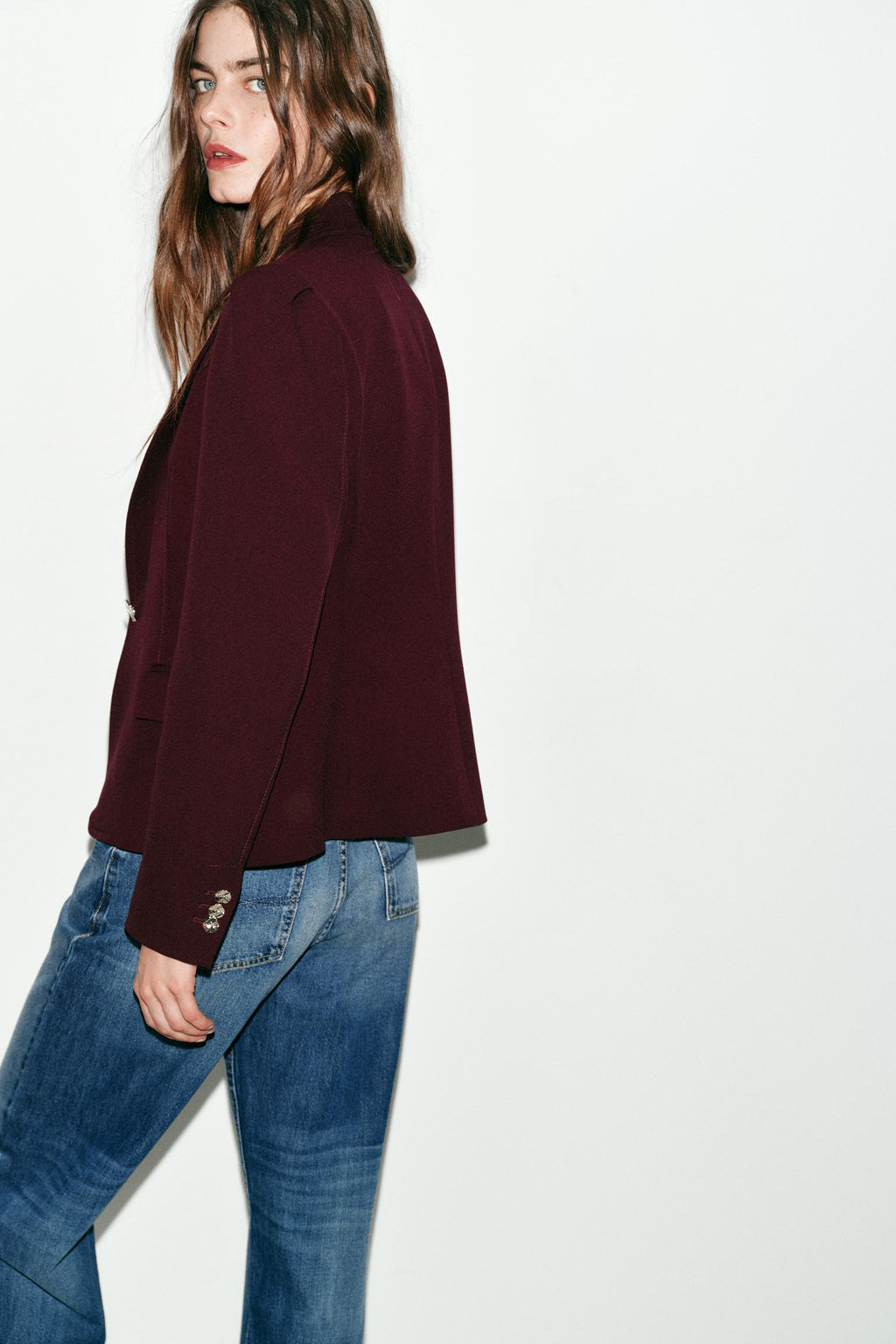 BLAZER ENTALLADA HOMBROS MARCADOS / Burgundy - Zara фото 8