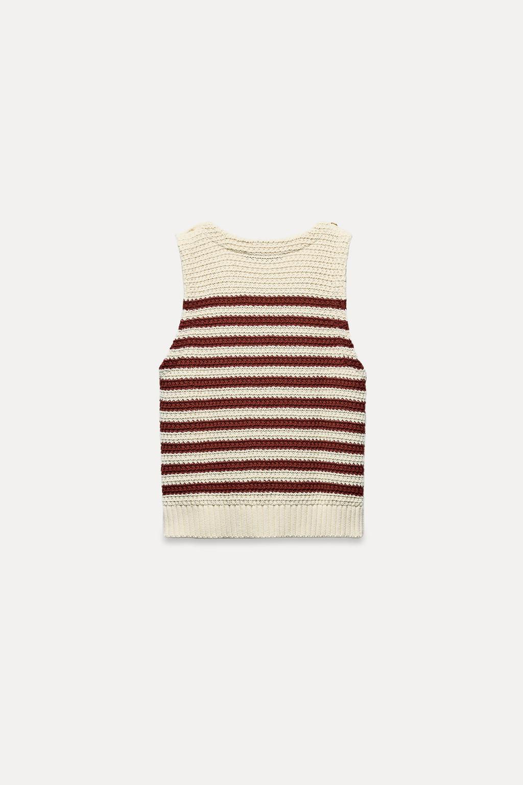 SLEEVELESS KNIT TOP WITH GOLD BUTTONS - Zara фото 6