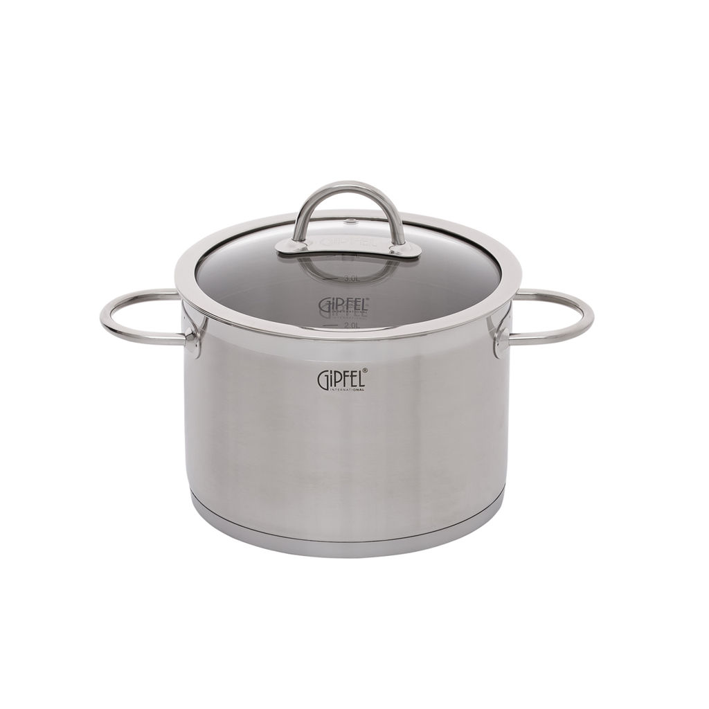 1503 GIPFEL Набор посуды SIGNO 7пр. (ковш 16х8см/1,7л, кастрюля 16х12см/2,4л с крышкой, кастрюля 20х10,5см/3,2л с крышкой, кастрюля 20x14см/4,4л с крышкой), с индукционным капсульным дном. Материал: н  фото 5