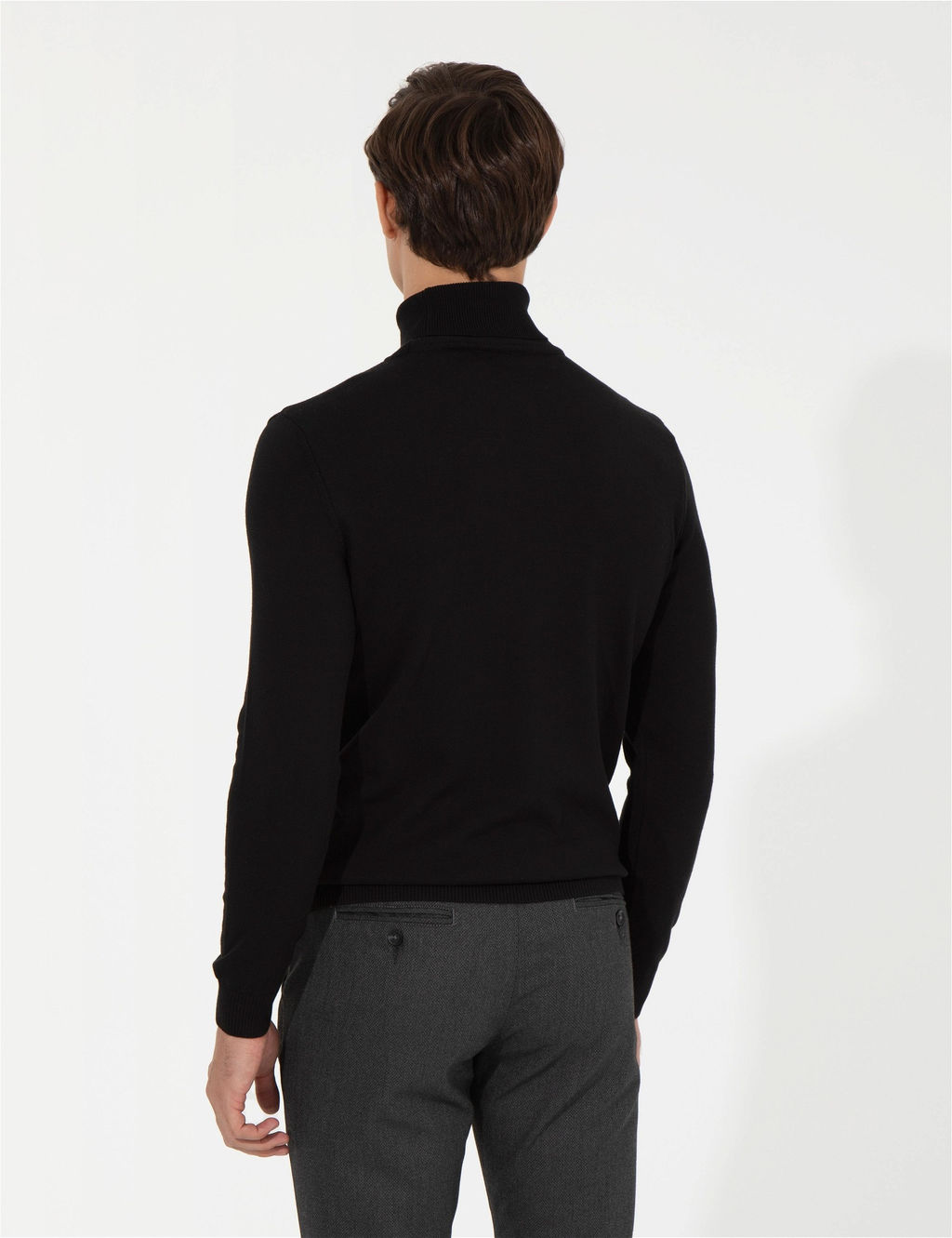 Siyah Slim Fit Bal_k__ Yaka Basic Triko Kazak - Pierre cardin фото 5