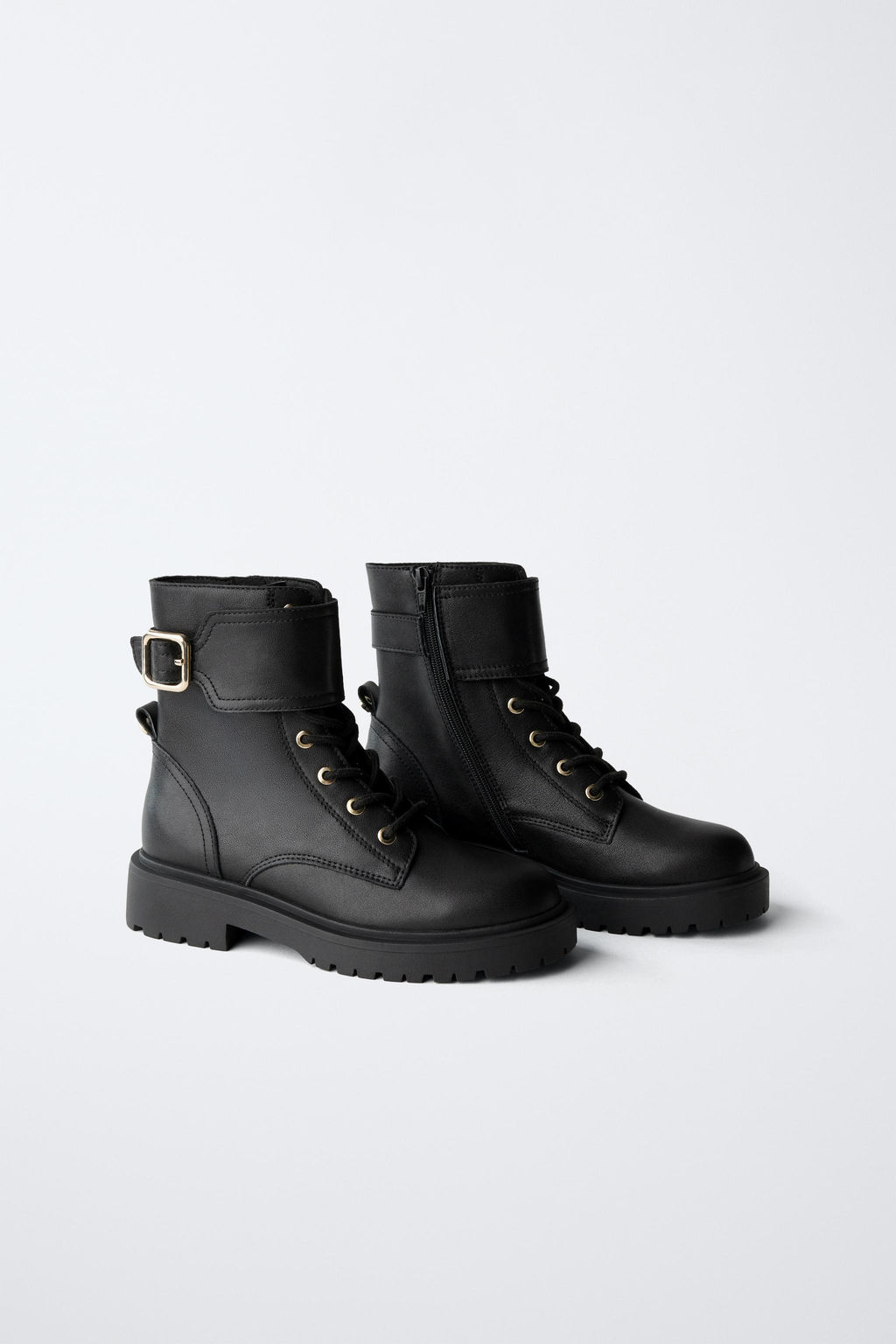 LEATHER ANKLE BOOTS WITH BUCKLE - Zara фото 2