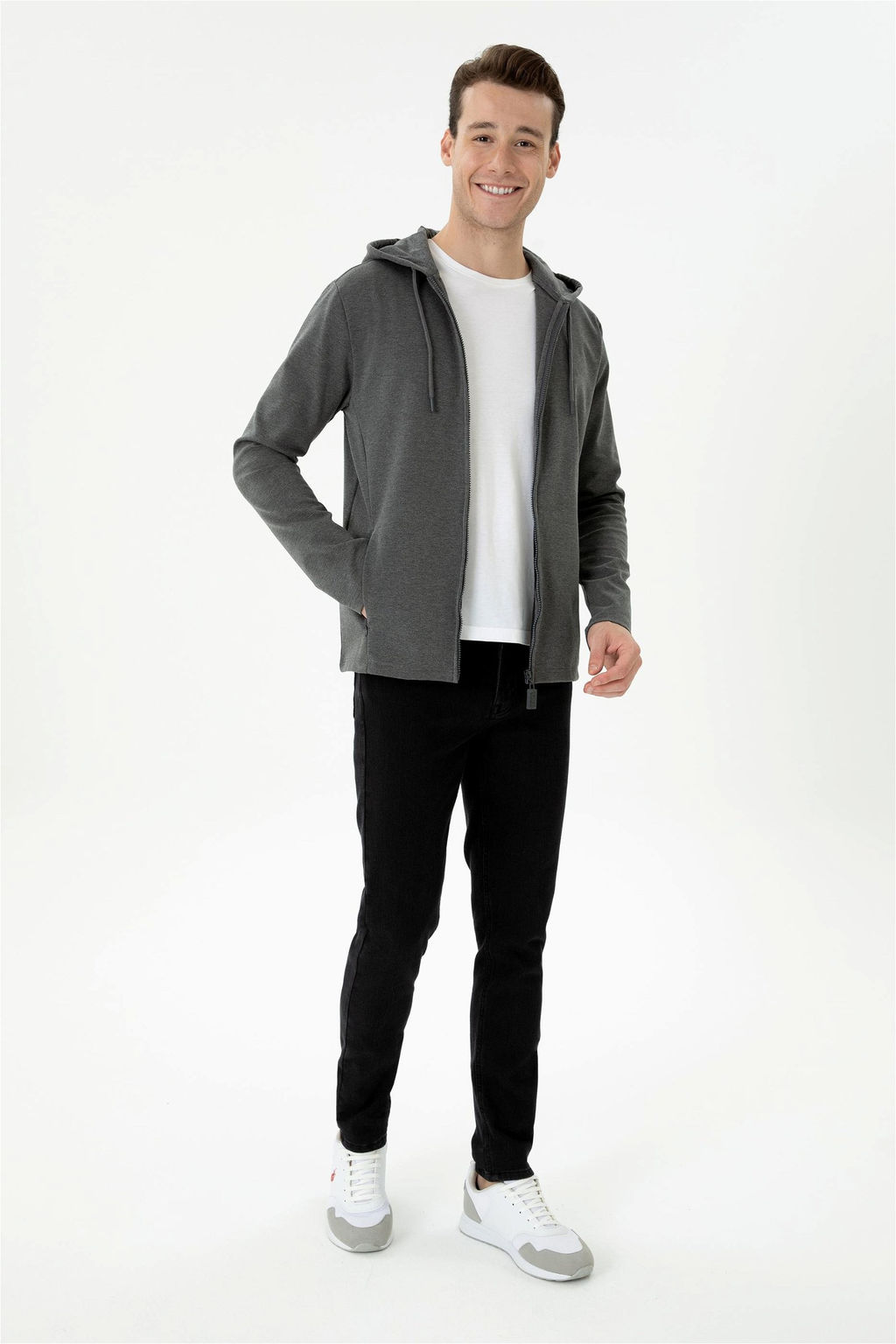 Мужской вязаный кардиган антрацитового меланжа Неожиданная скидка в корзине - U.s. polo assn фото 4