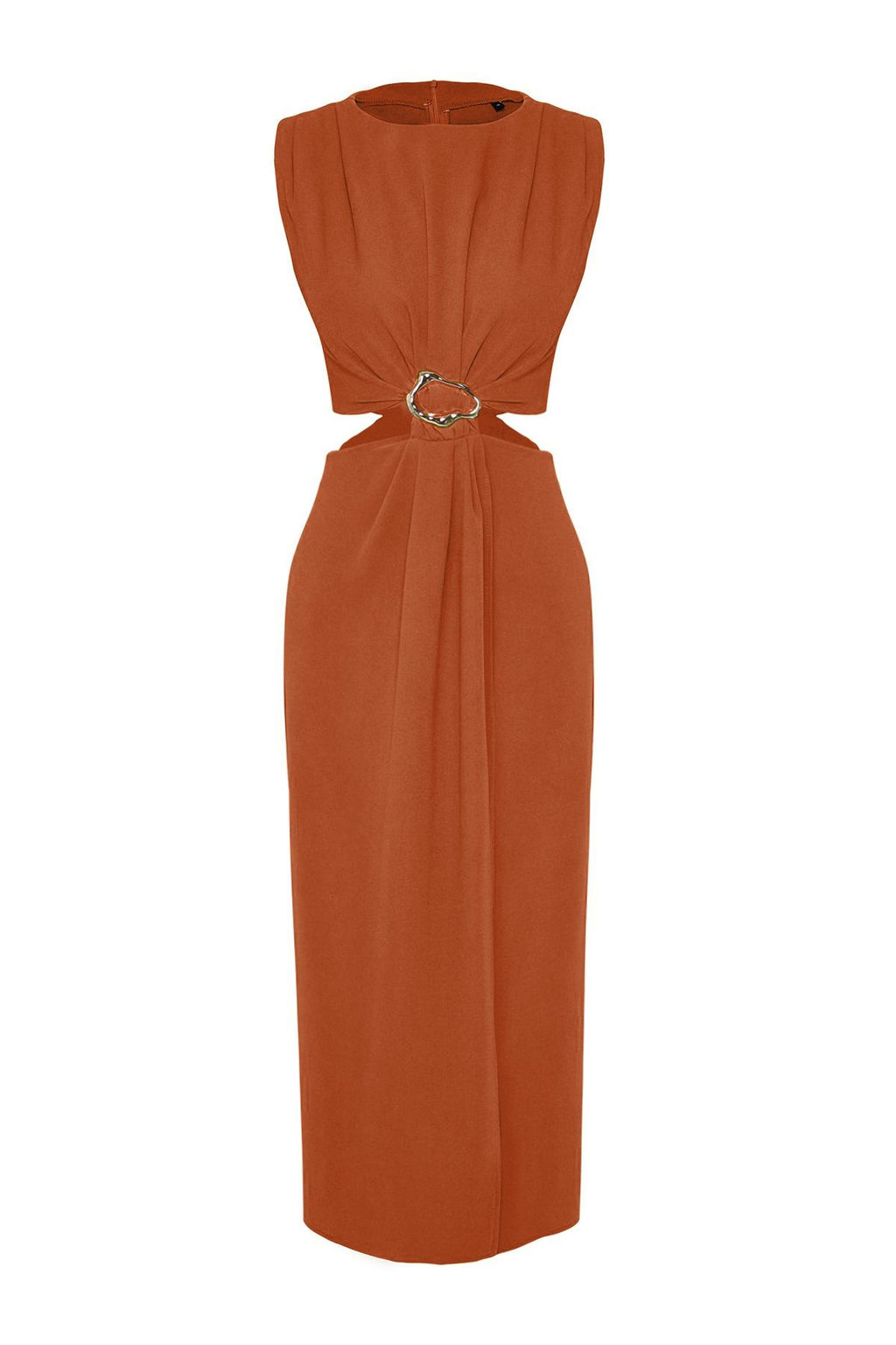 TRENDYOLMILLA Yag Yesili A Kesim Cut Out ve Aksesuar Detayl? Maxi Dokuma Krep Elbise TWOSS25EL00017 фото 21