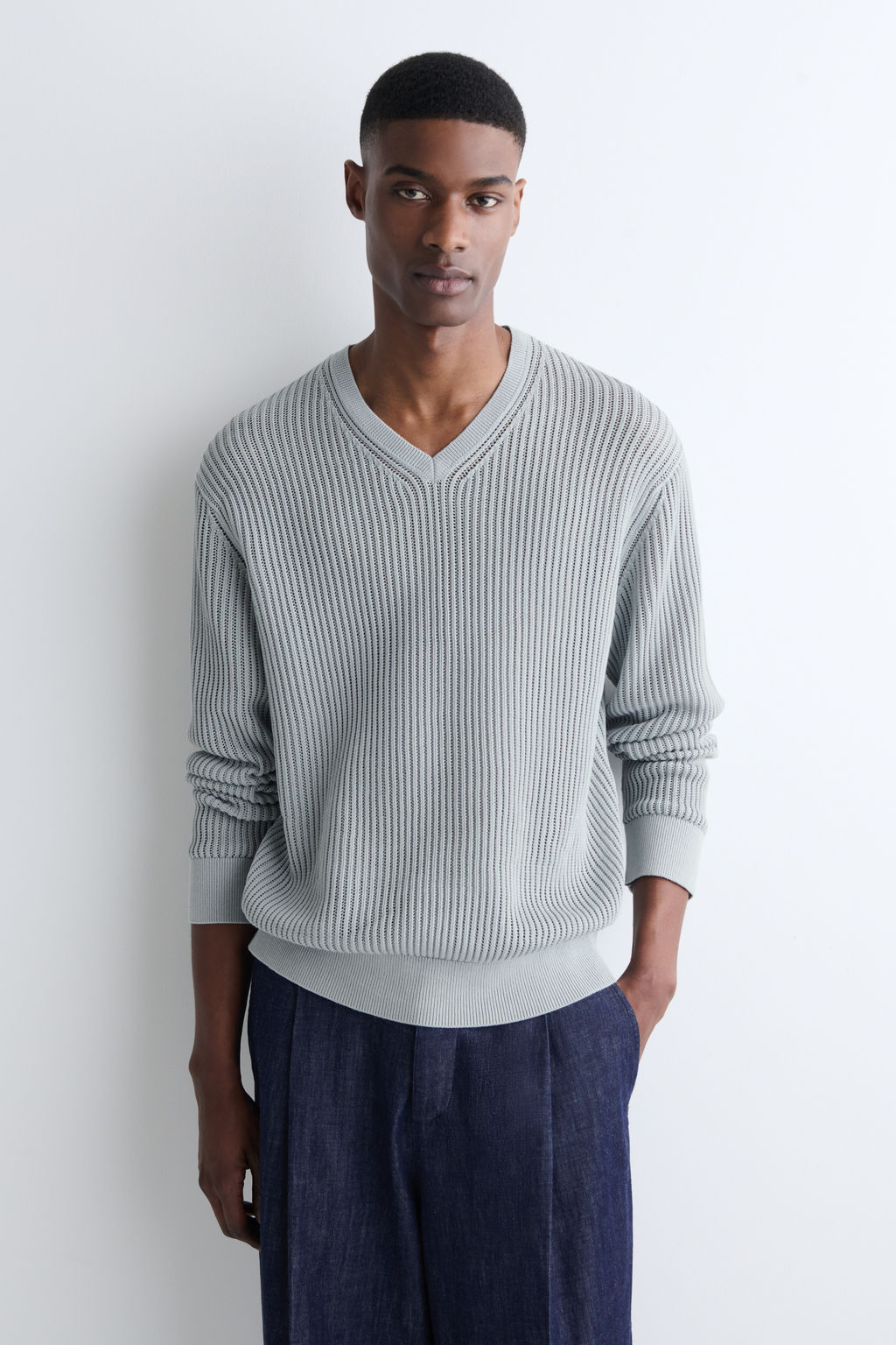 JERSEY DE ALGOD?N PUNTO ESCALERA CUELLO DE PICO - H&m фото 2