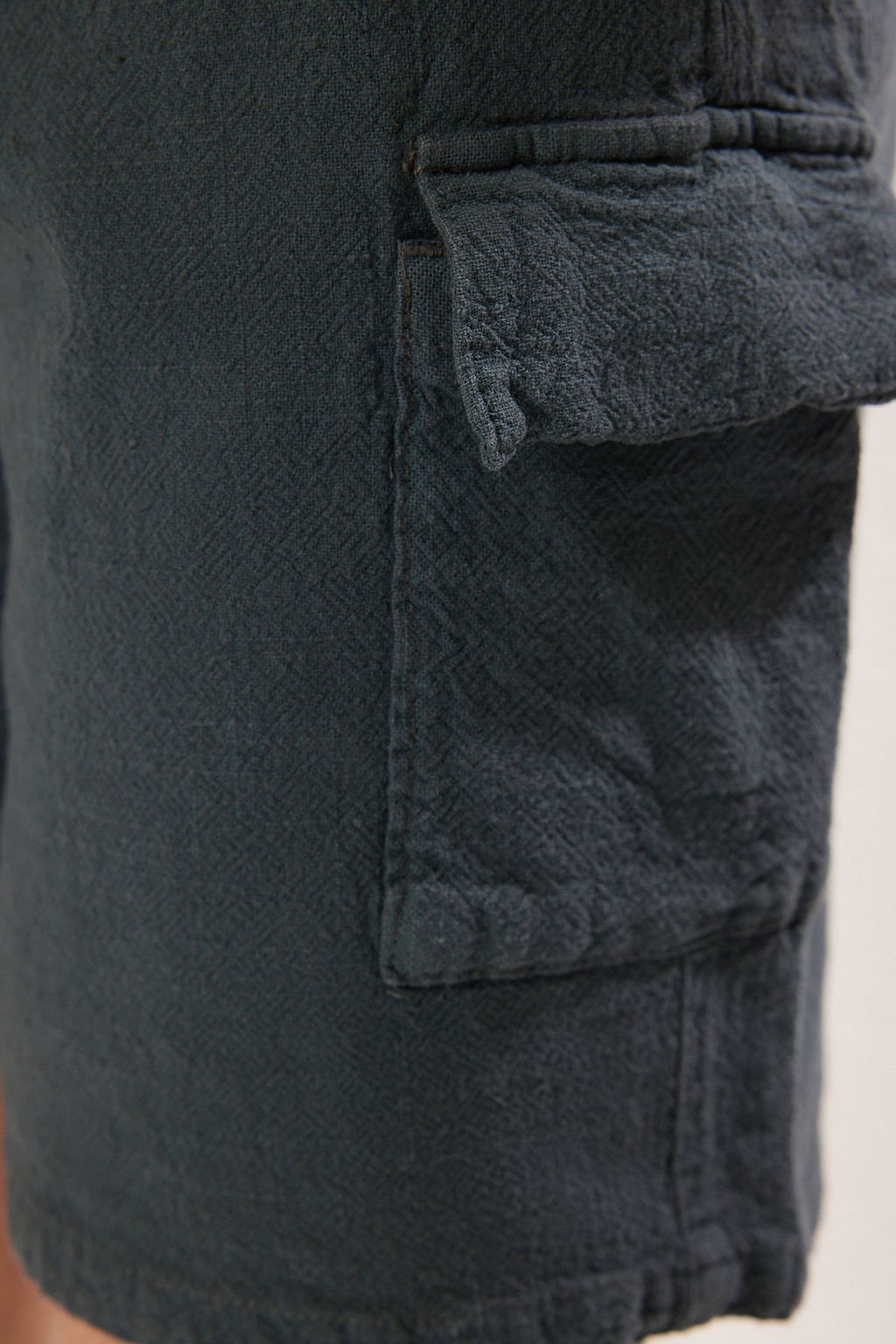 TRENDYOL MAN Antrasit Loose Fit %100 Pamuk Keten Gorunumlu Dokulu Sort & Bermuda TMNSS25SR00007 - Trendyolmilla фото 6