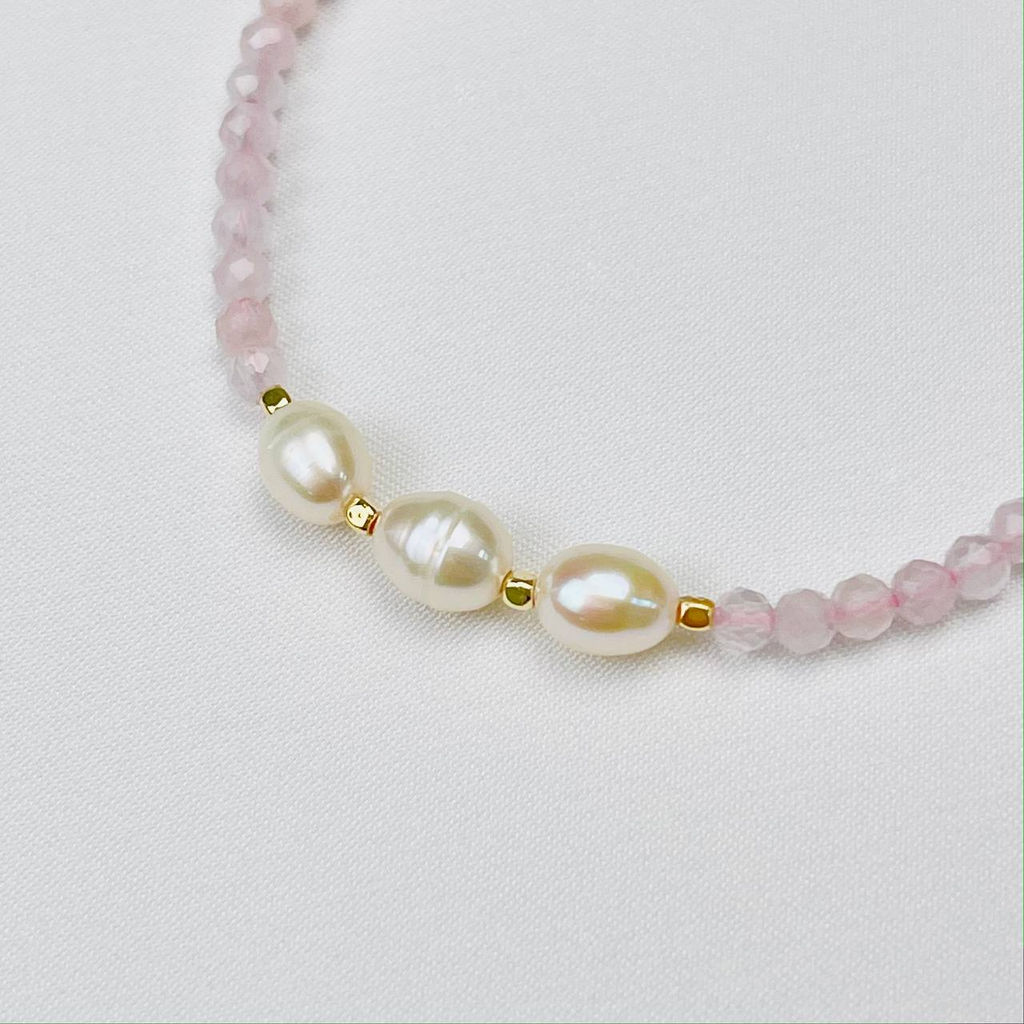 Браслет из Розового кварца и Жемчуга - Радуга самоцветов фото 3