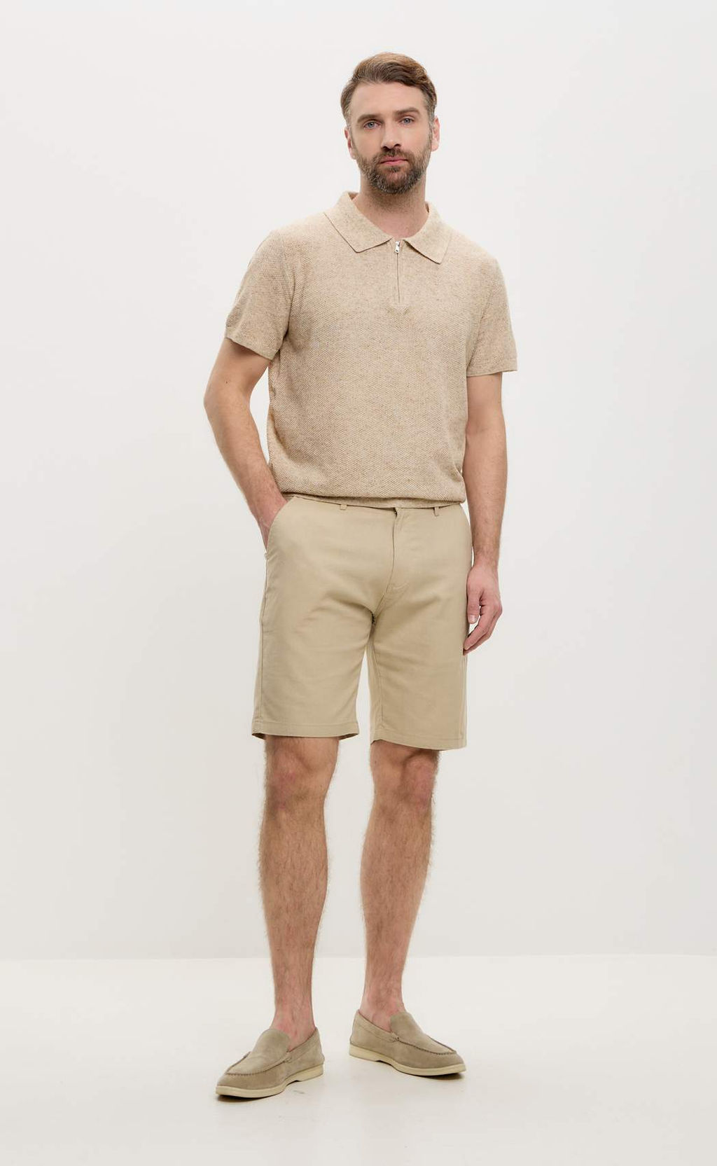 Шорты лен F511-0960-1 d.beige