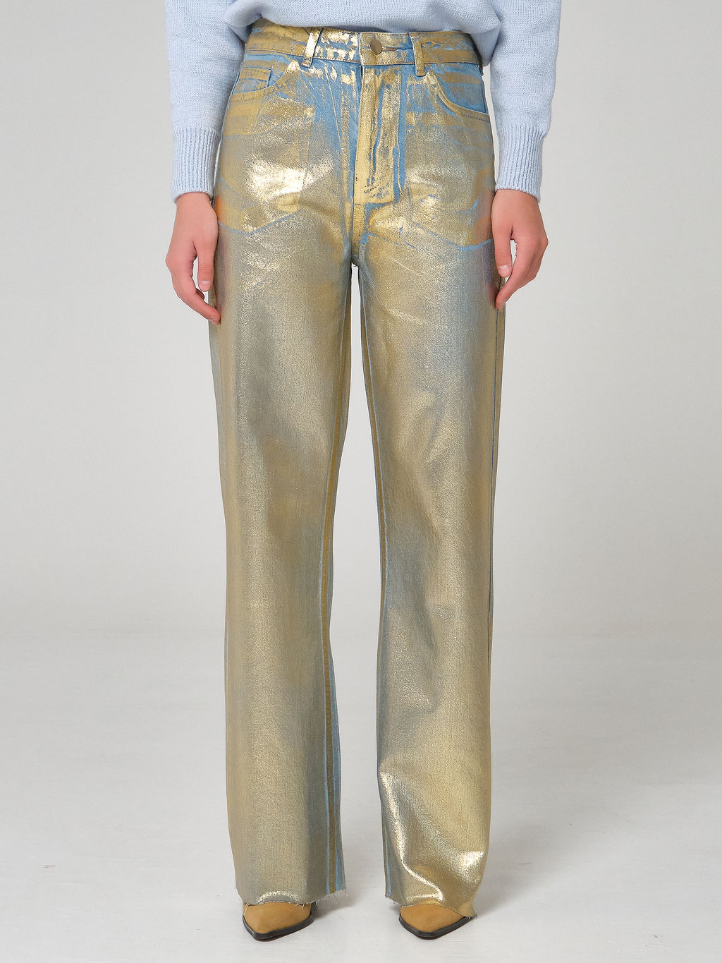 Джинсы с золотым напылением