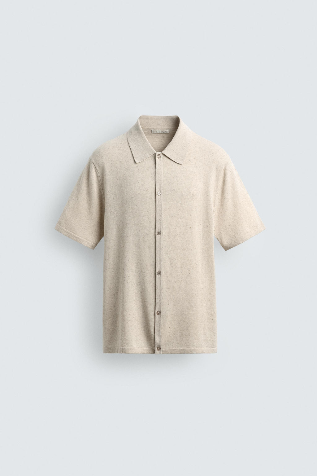 CAMISA PUNTO ALGOD?N - LINO / tostado - Zara фото 7