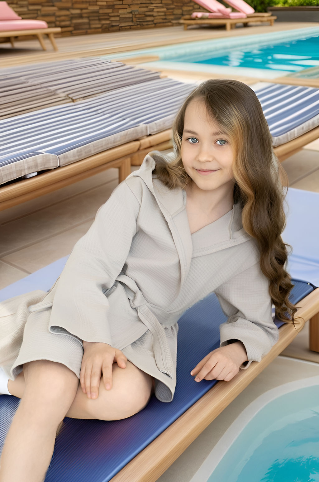 Халат детский вафельный светло-серый 914 (146, 76)