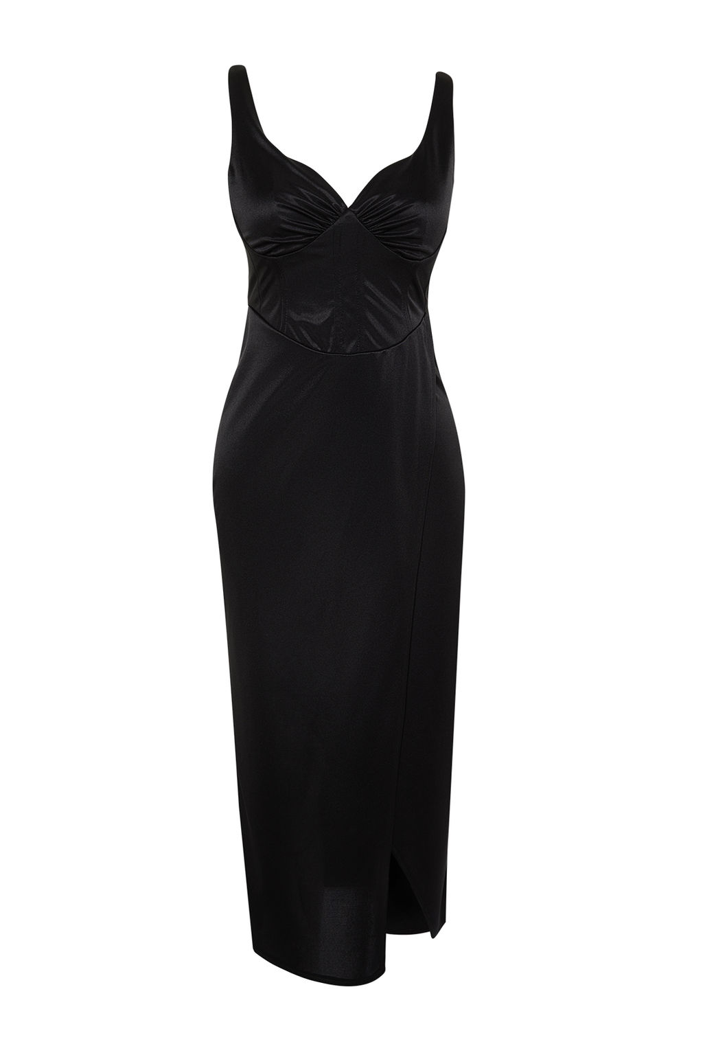 Siyah Drapeli Anvelop Orme Saten Elbise TPRSS24EL00054 - Trendyolmilla фото 7