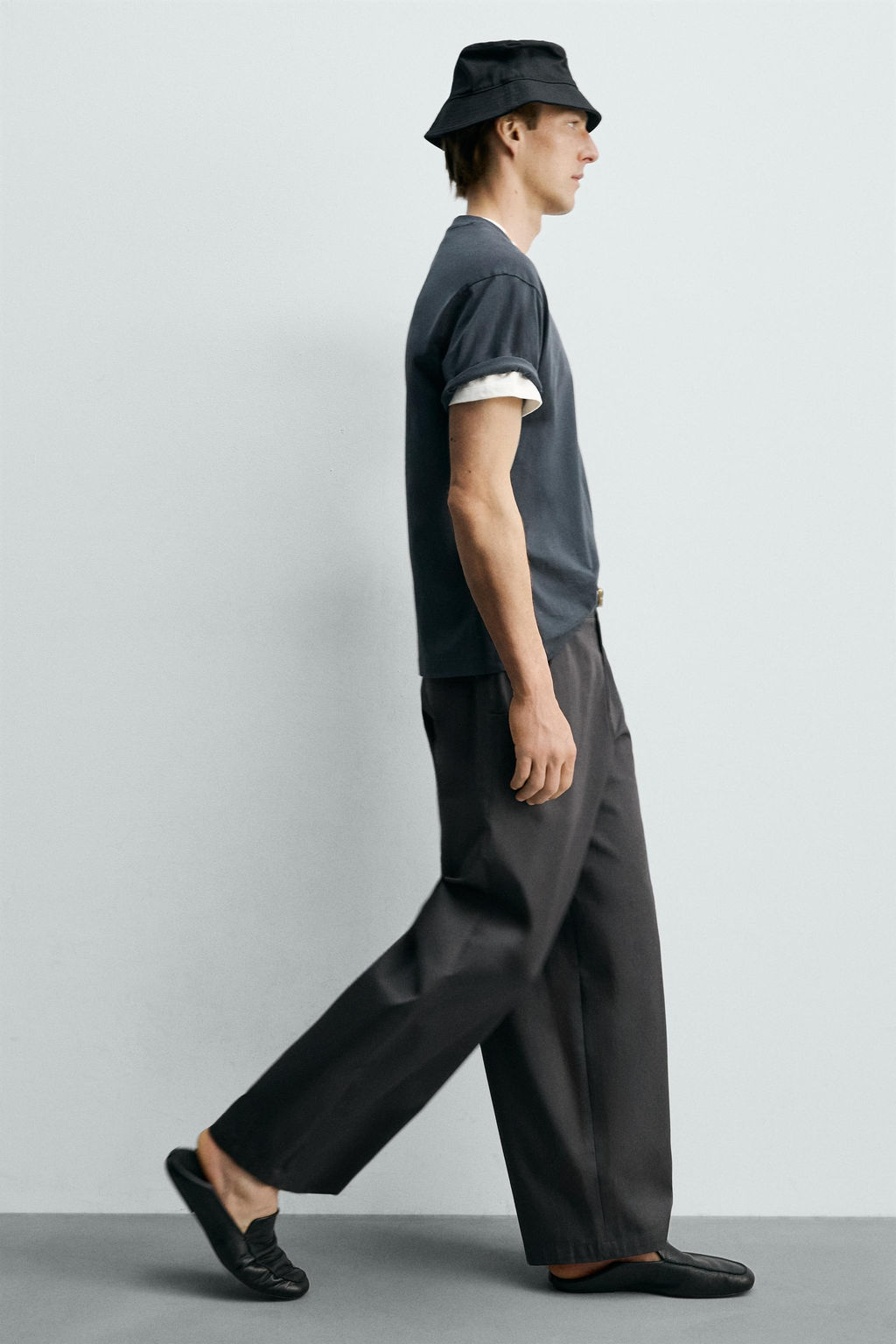 PANTAL?N WIDE  FIT CROPPED / Gris Antracita - Zara фото 7