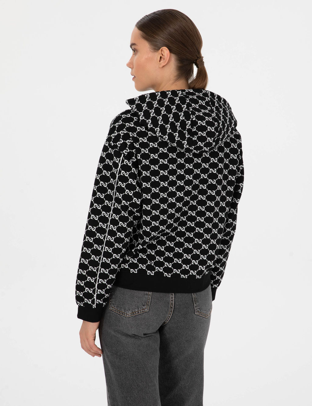 Siyah Comfort Fit Fermuarl_ Sweatshirt