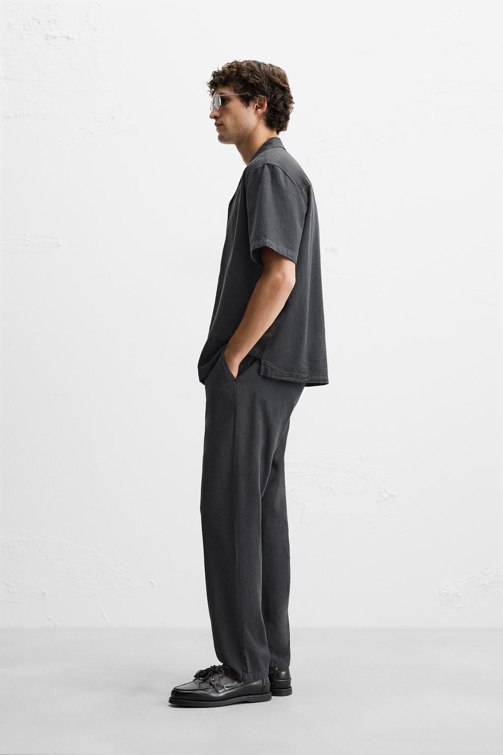 COTTON - LINEN TROUSERS - Zara фото 4