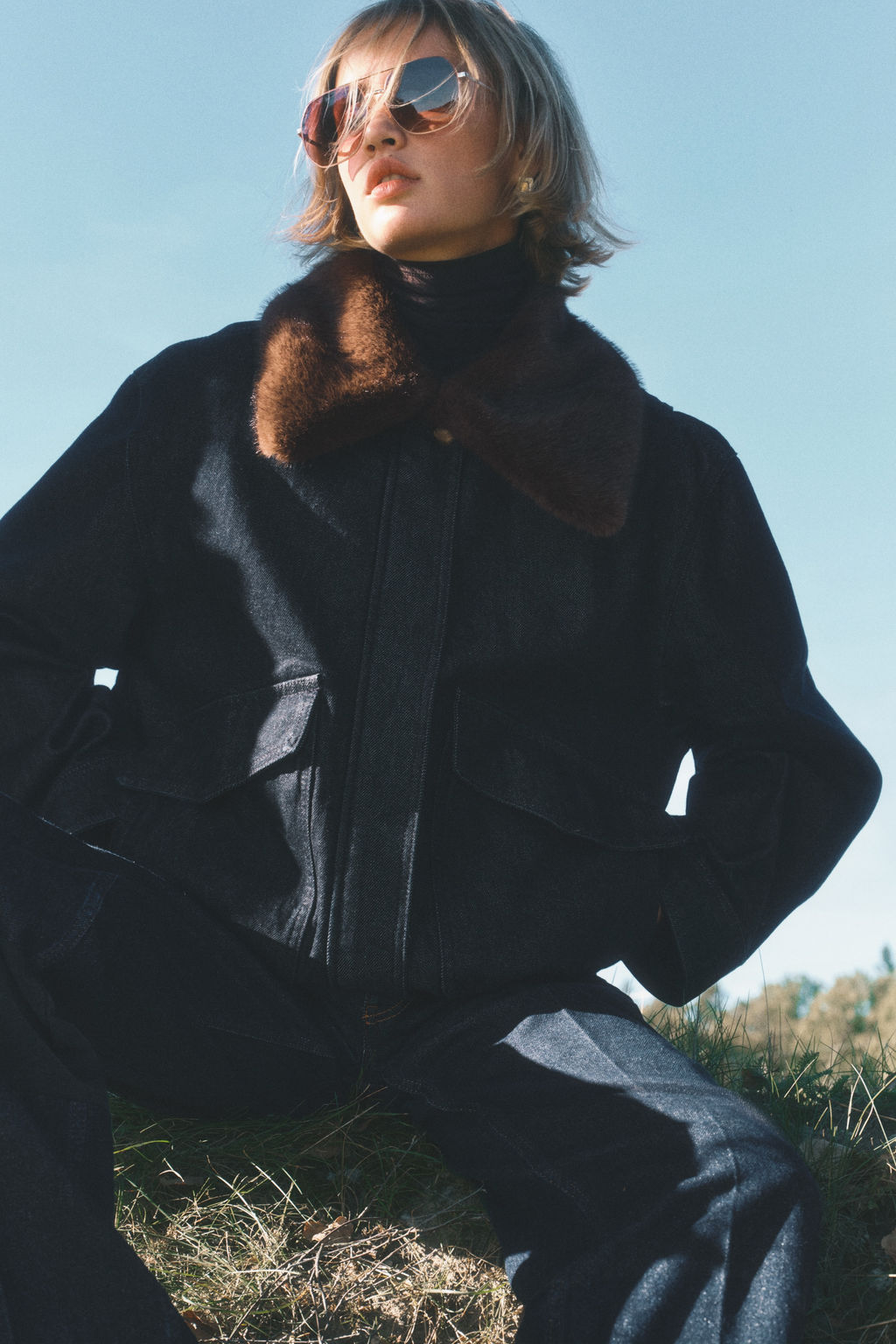 Cazadora denim con cuello efecto pelo - H&m фото 2