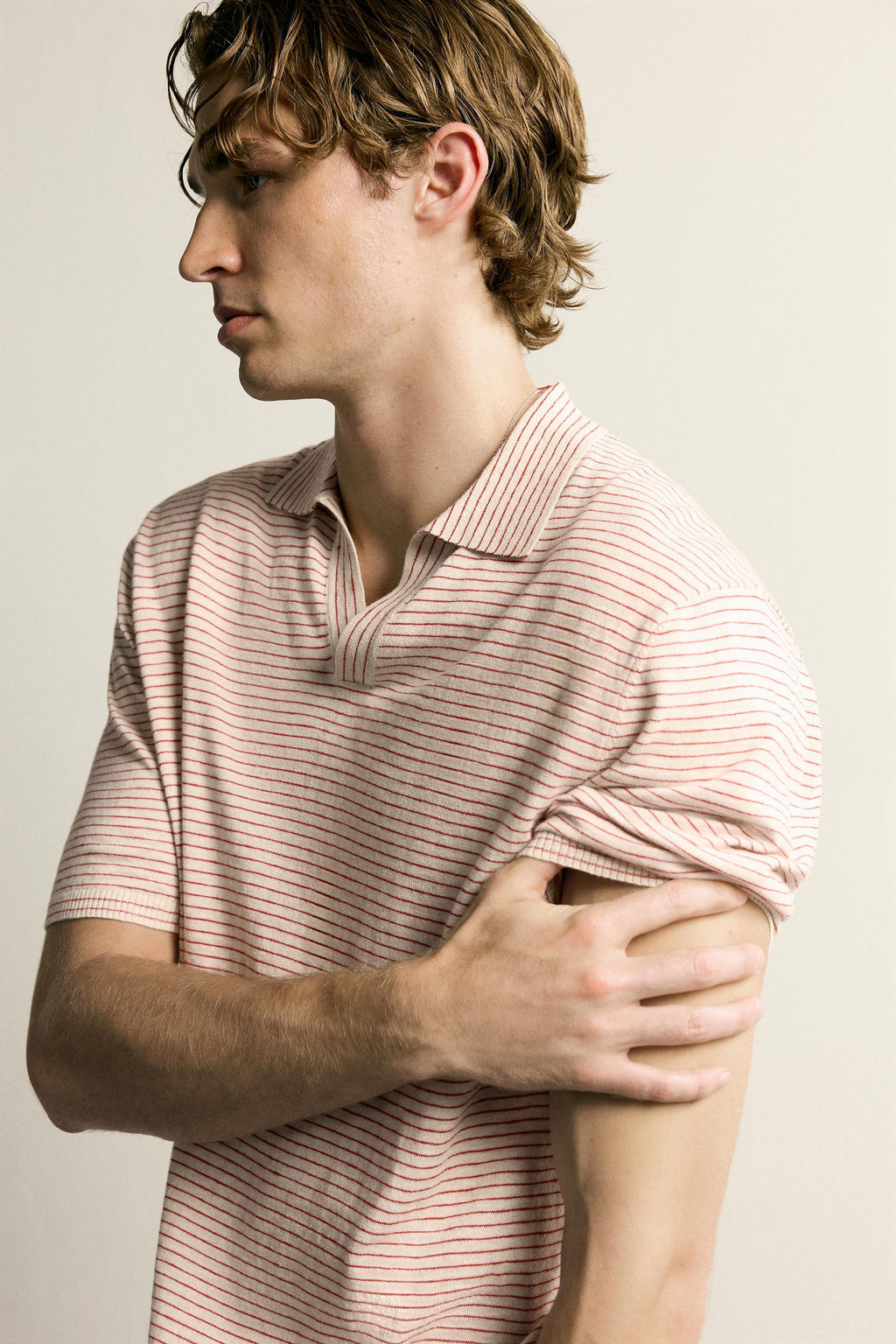 POLO PUNTO JACQUARD RAYAS / Blanco / Rojo - Zara фото 7