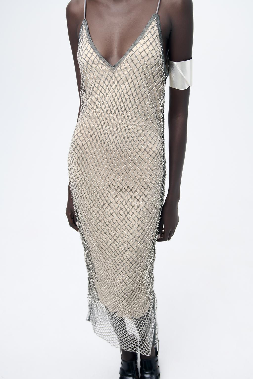MIDI SLIP DRESS WITH RHINESTONES - Zara фото 2