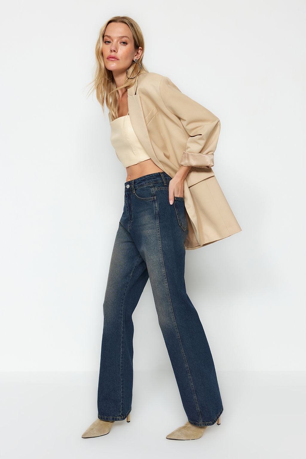 Ac?k Mavi Yuksek Bel Genis Paca Wide Leg Jeans TWOAW24JE00313 - Trendyolmilla фото 9