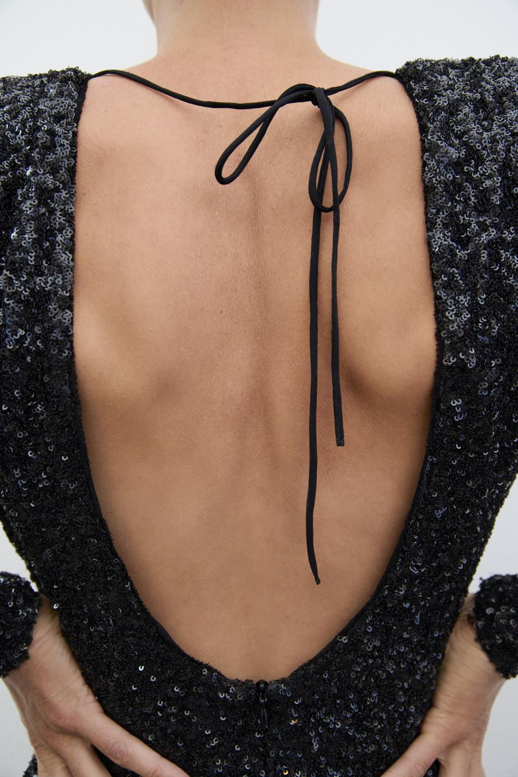 ZW COLLECTION SEQUINNED DRESS WITH SHOULDER PADS - Zara фото 5