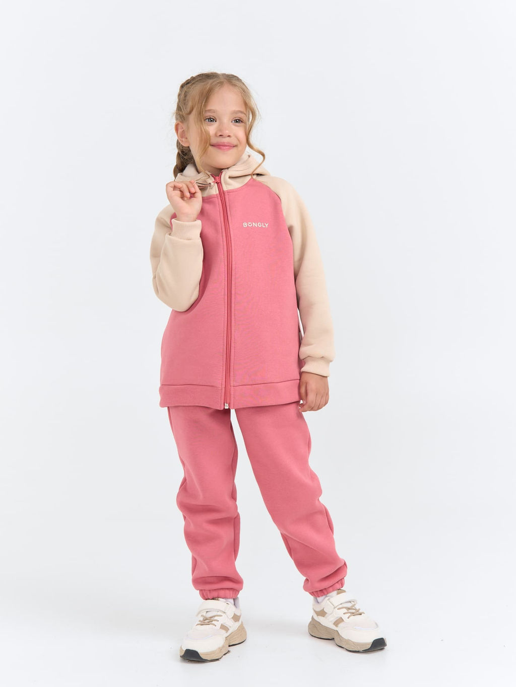 Толстовка Колор блок Пепельная роза утепленная - Bungly фото 4