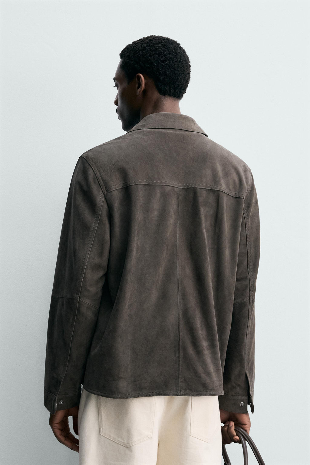 CAZADORA PIEL ANTE / Gris - Zara фото 3