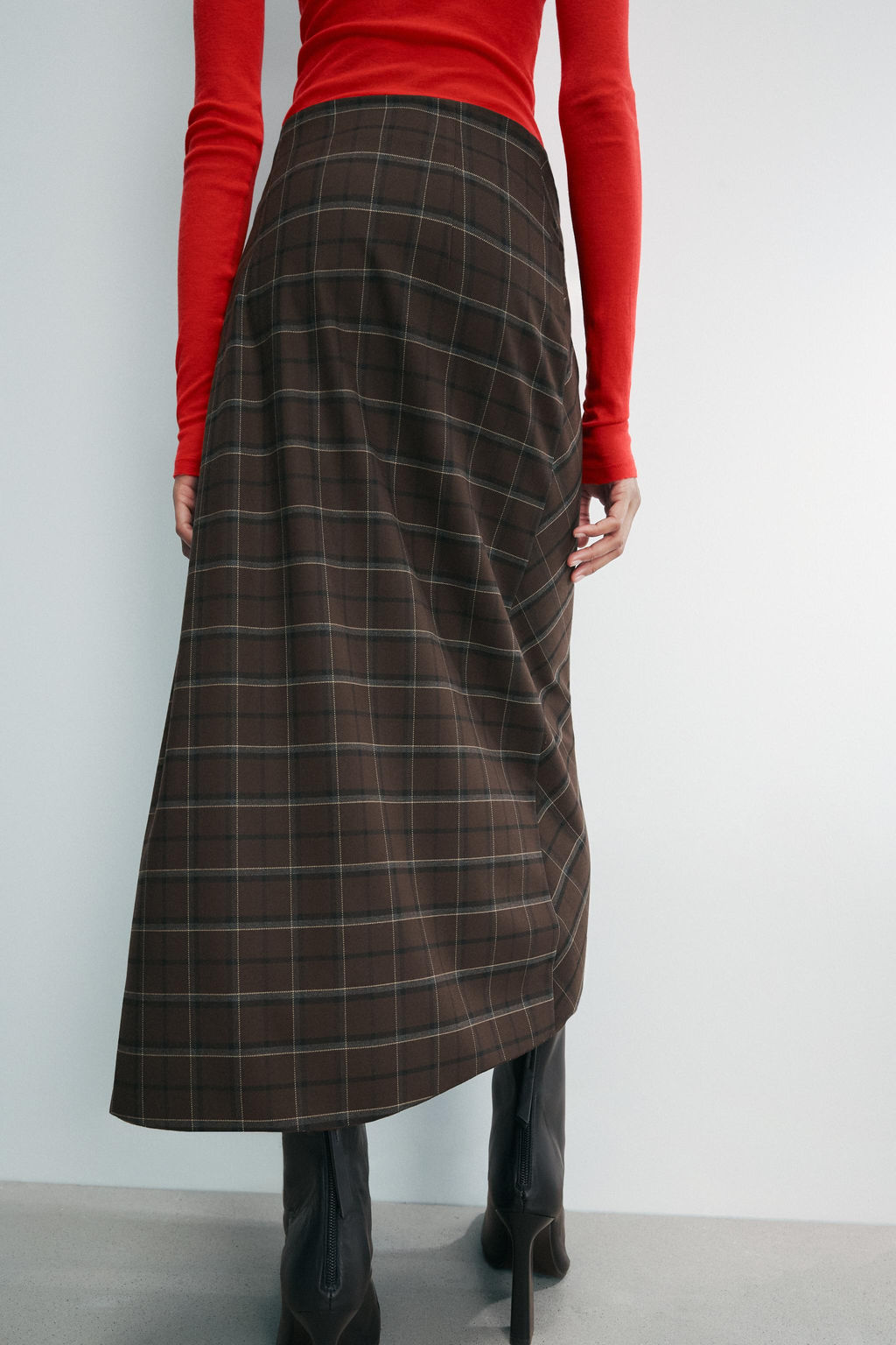 ZW COLLECTION DRAPED CHECK SKIRT - Zara фото 10
