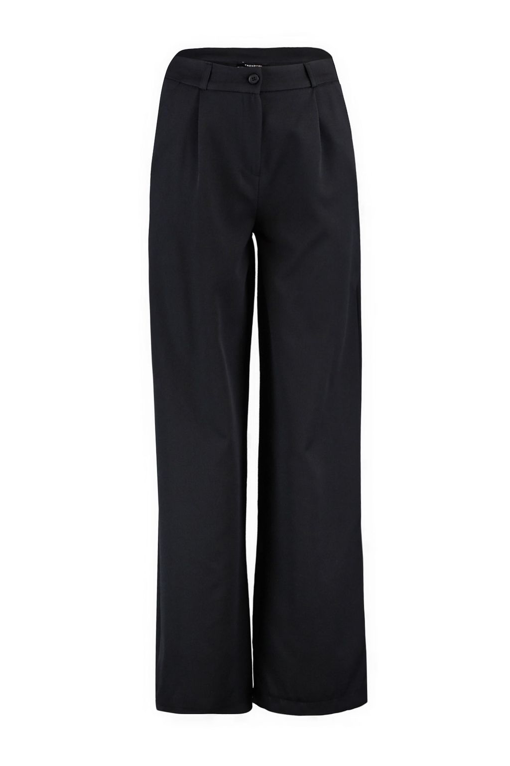 Siyah Yuksek Bel Wide Leg/Genis Paca Pileli Dokuma Kumas Pantolon TWOAW21PL0076