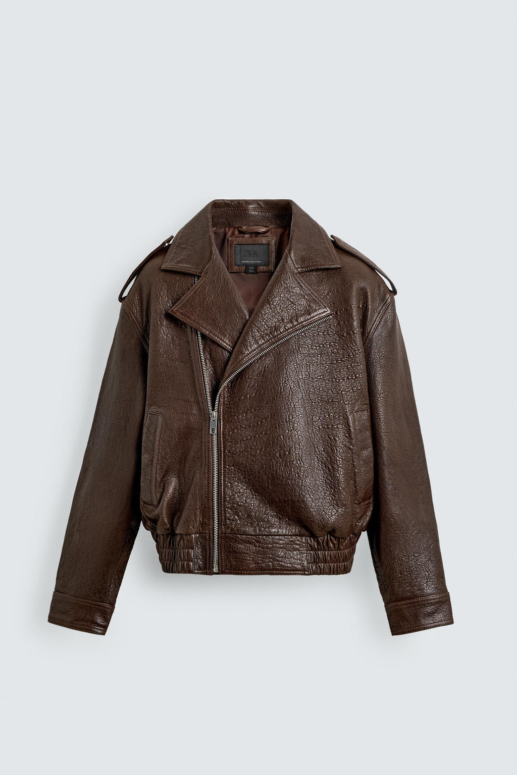 OVERSIZE LEATHER BIKER JACKET - Zara фото 8