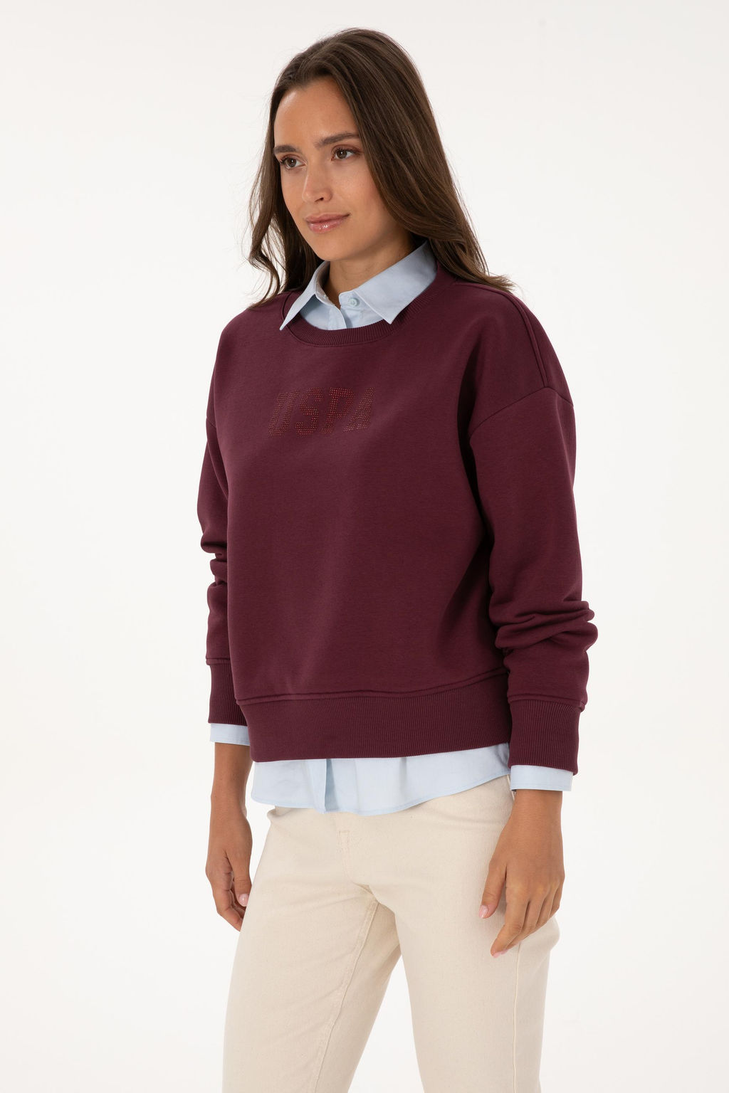 Kad_n Bordo Basic Sweatshirt Sepette S_rpriz _ndirim - U.s. polo assn фото 3