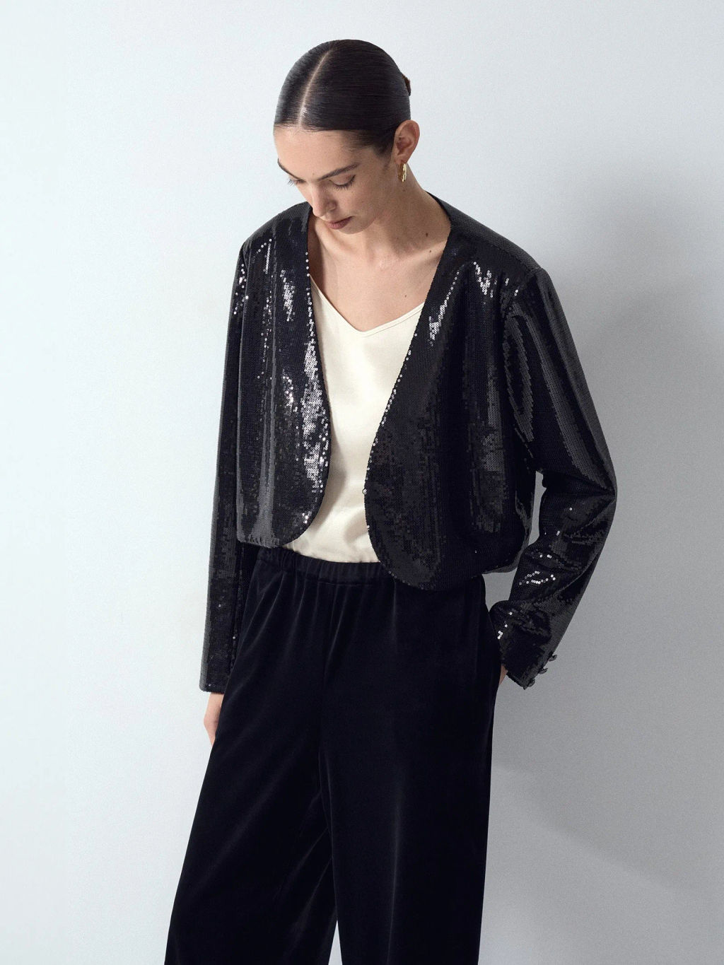 Укороченный жакет с пайетками, ML827/lustrini