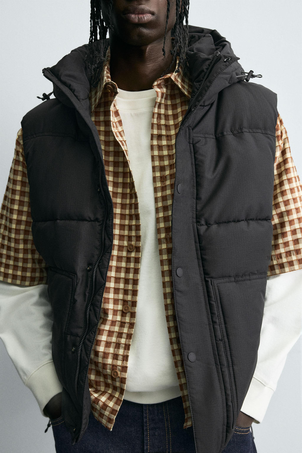 QUILTED GILET WITH HOODIE