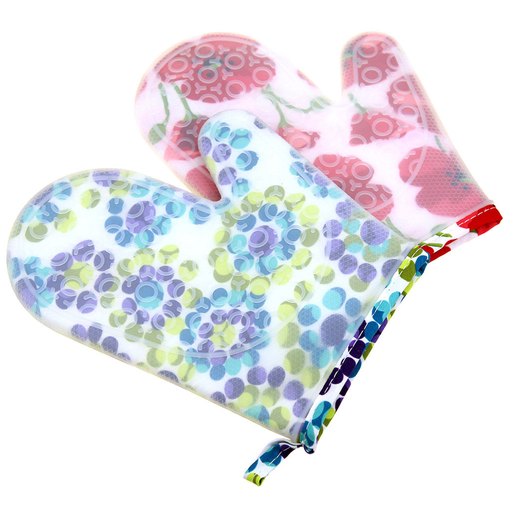 Прихватка-варежка (рукавица) силиконовая 23х18,5х1,5см, подкладка хлопок с ватином, цвета микс (Китай) - Домашняя мода фото 5