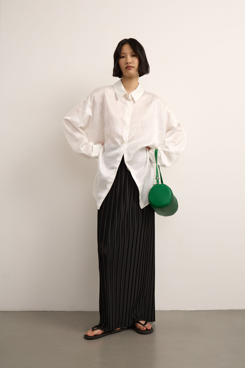 Рубашка оверсайз из жатого сатина - Mollis фото 2