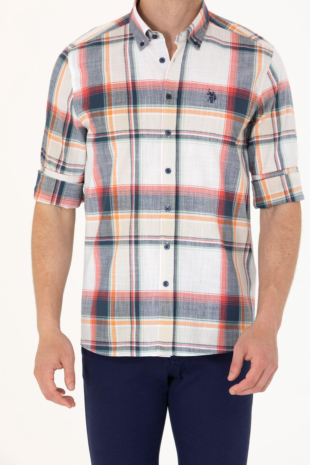 U. S. Polo Assn Мужская темно-синяя рубашка в шотландскую клетку - U.s. polo assn фото 6