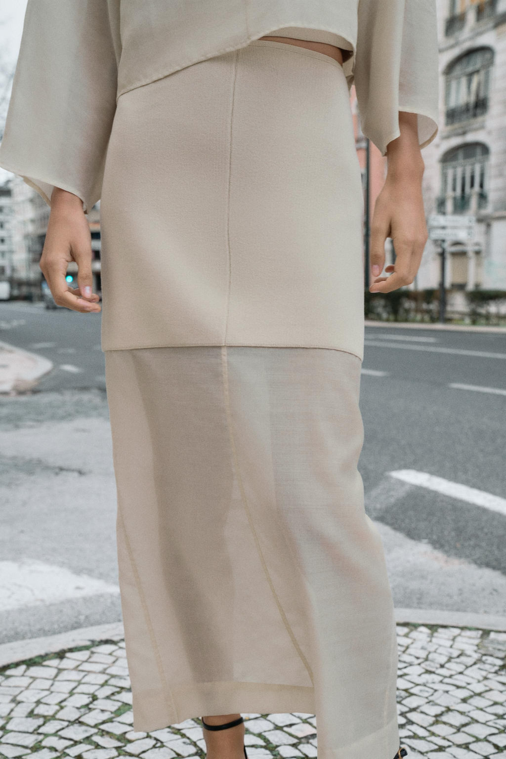 FALDA RECTA PUNTO COMBINADA / Crudo - Zara фото 3