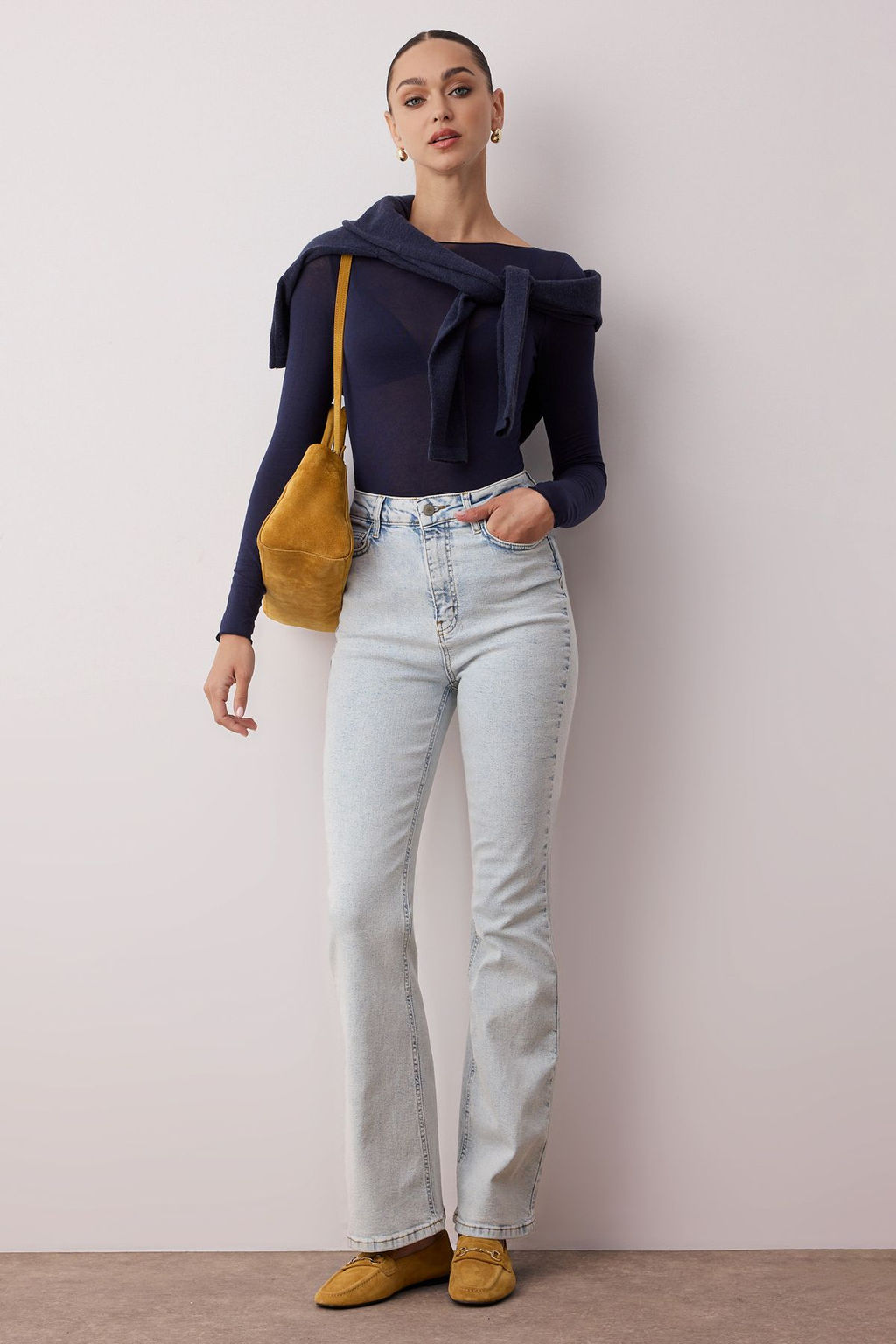 Ac?k Mavi Yuksek Bel Flare Jeans TWOAW24JE00083 - Trendyolmilla фото 3