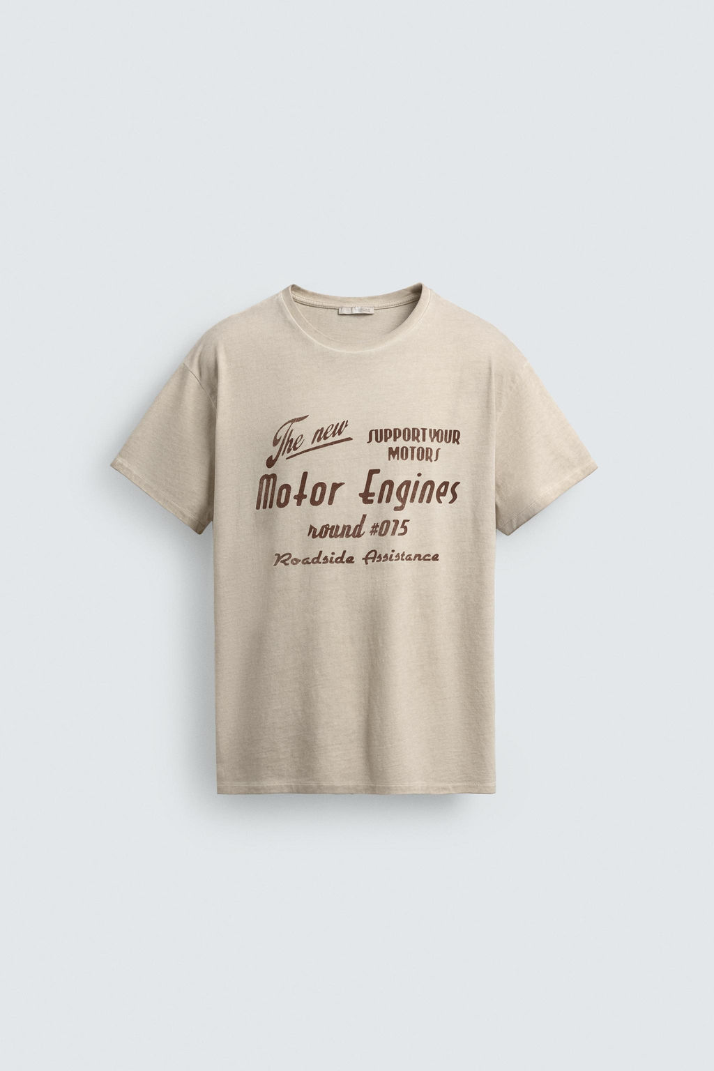 CAMISETA ESTAMPADO TEXTO EFECTO VINTAGE / Beige