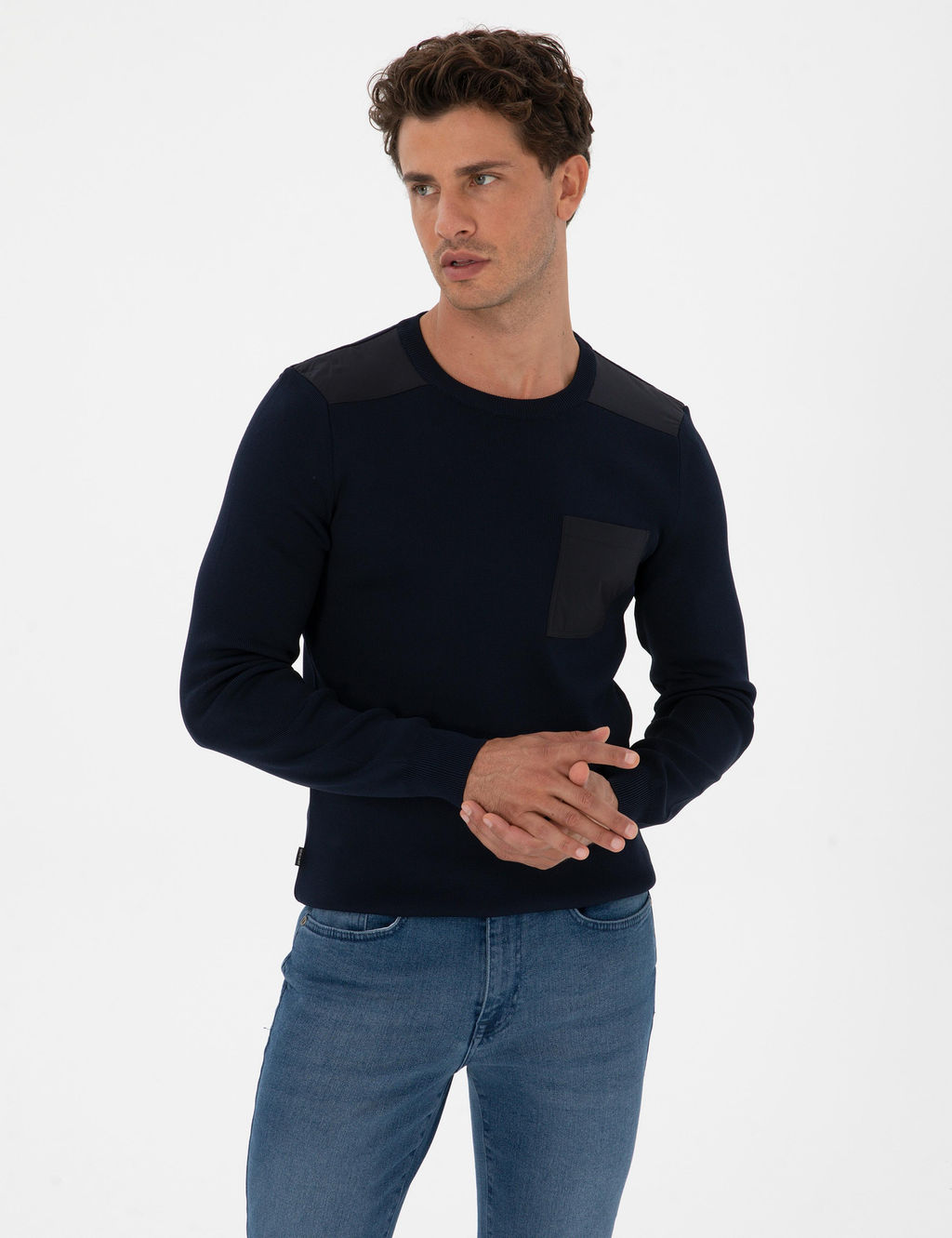 Lacivert Regular Fit Bisiklet Yaka Triko Kazak - Pierre cardin фото 3