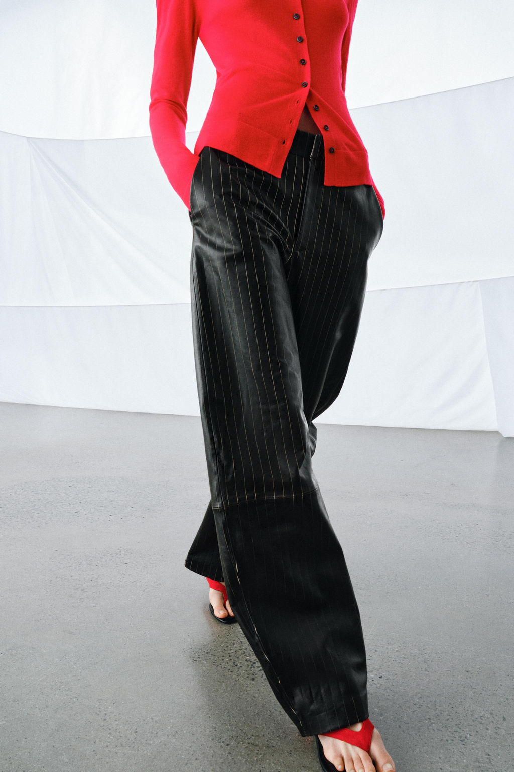 STRIPED LEATHER TROUSERS ZW COLLECTION LIMITED EDITION - Zara фото 11