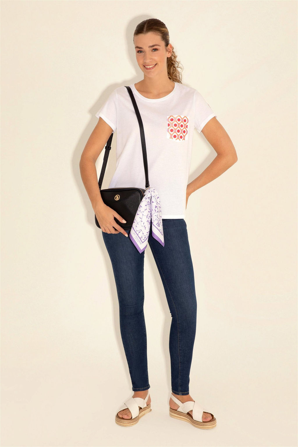 U. S. Polo Assn / Женская темно-синяя сумка через плечо в подарочной упаковке с шарфом