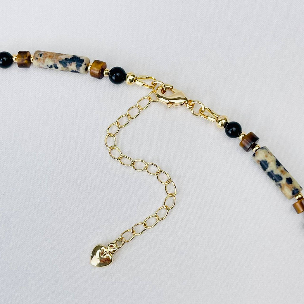 Колье из перепелиной Яшмы, Агата и Тигрового глаза