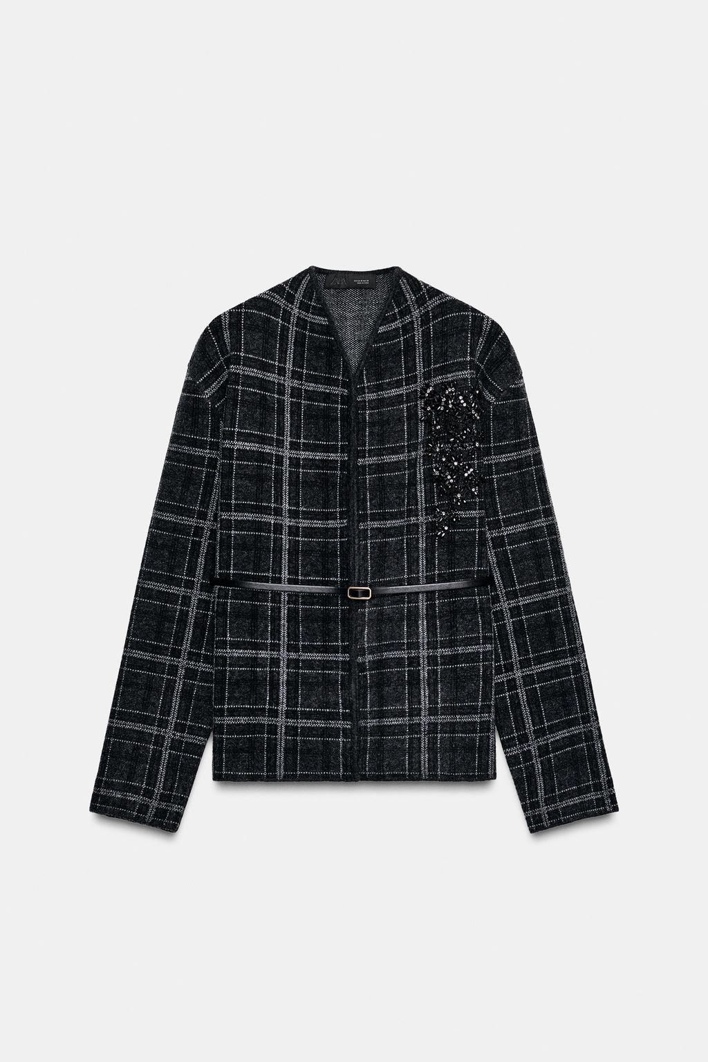 CHECK KNIT CARDIGAN WITH BELT - Zara фото 5