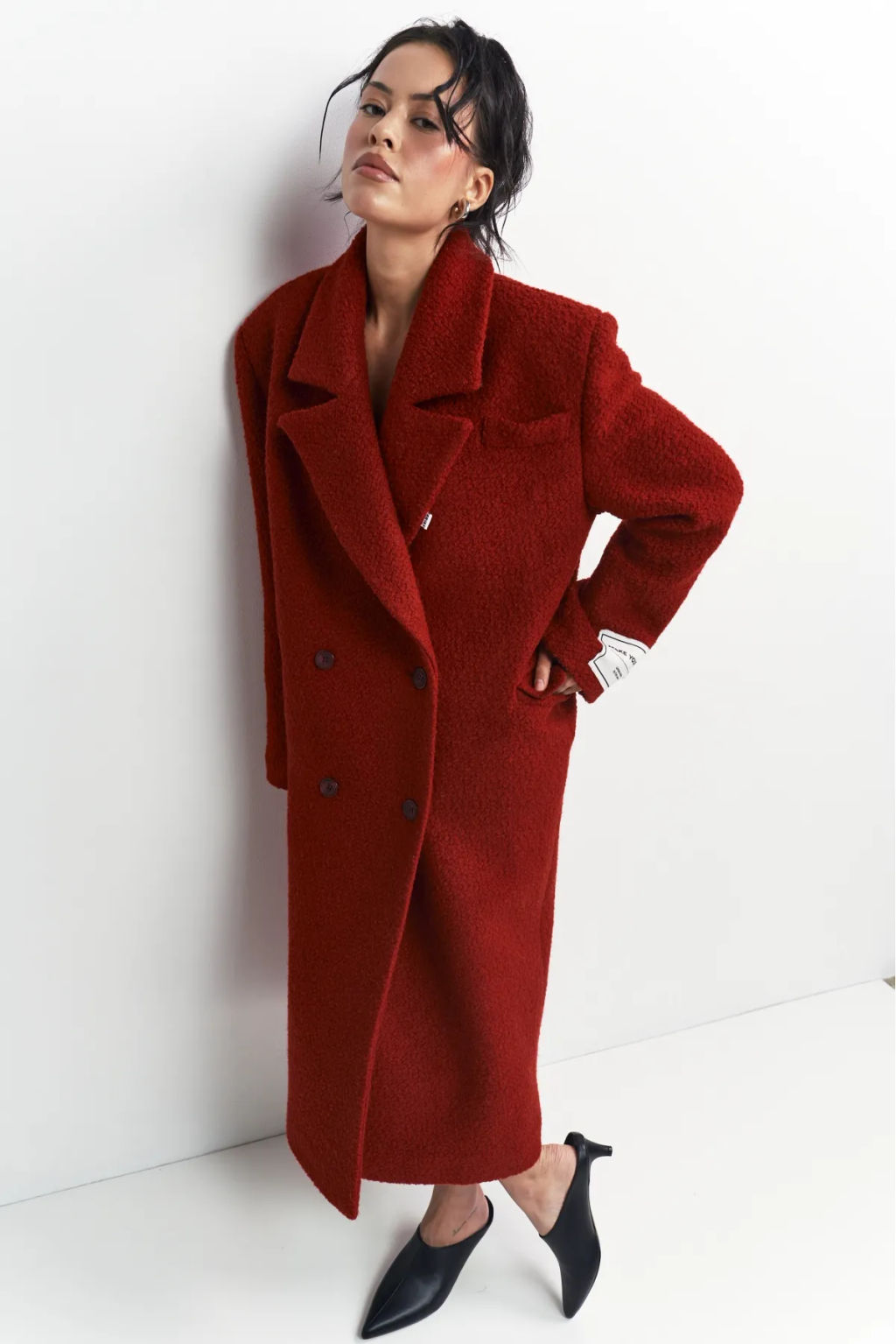 Пальто-макси из вареной шерсти Насыщенный красный - Erist store фото 8