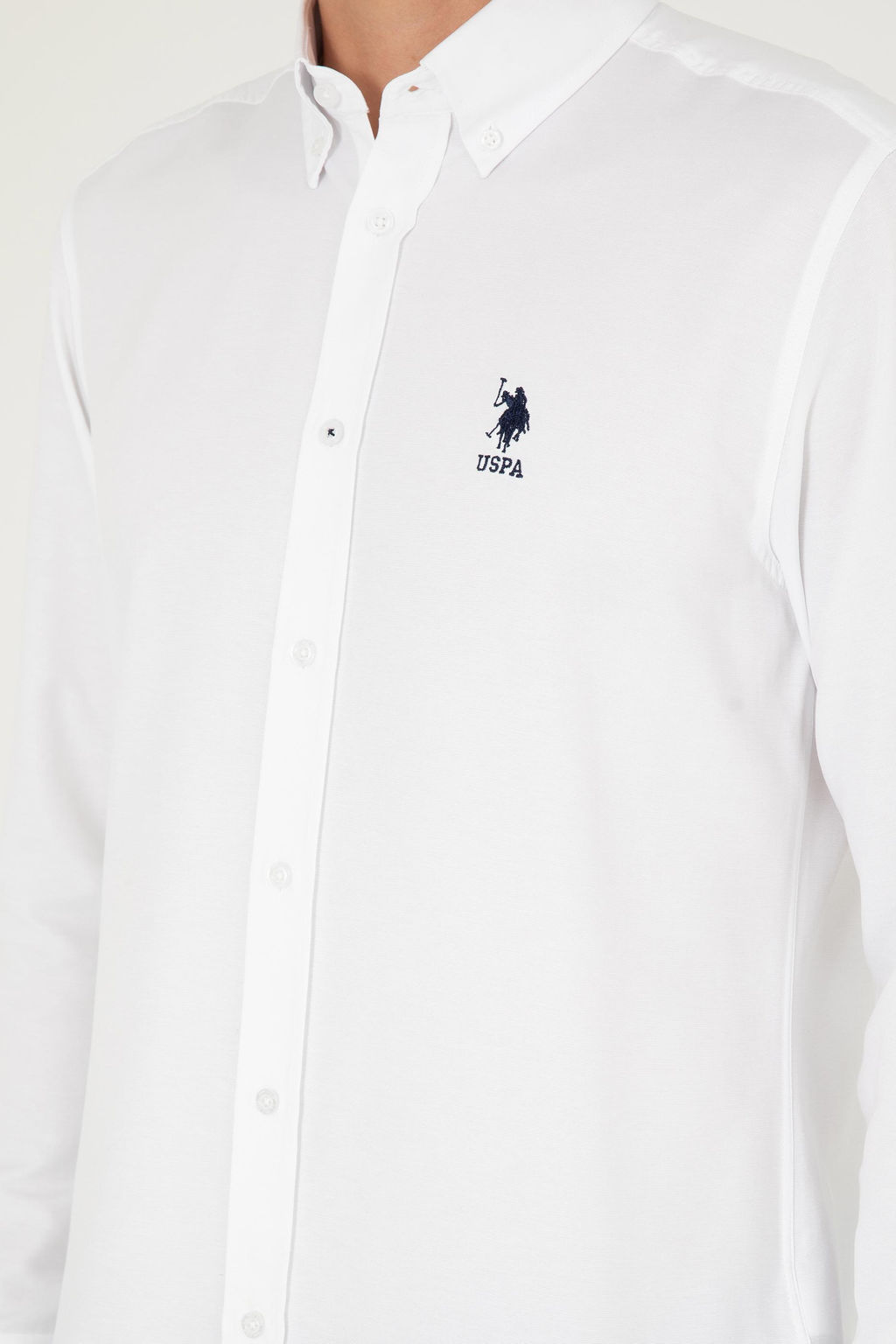 Мужская белая базовая рубашка с длинным рукавом - U.s. polo assn фото 7
