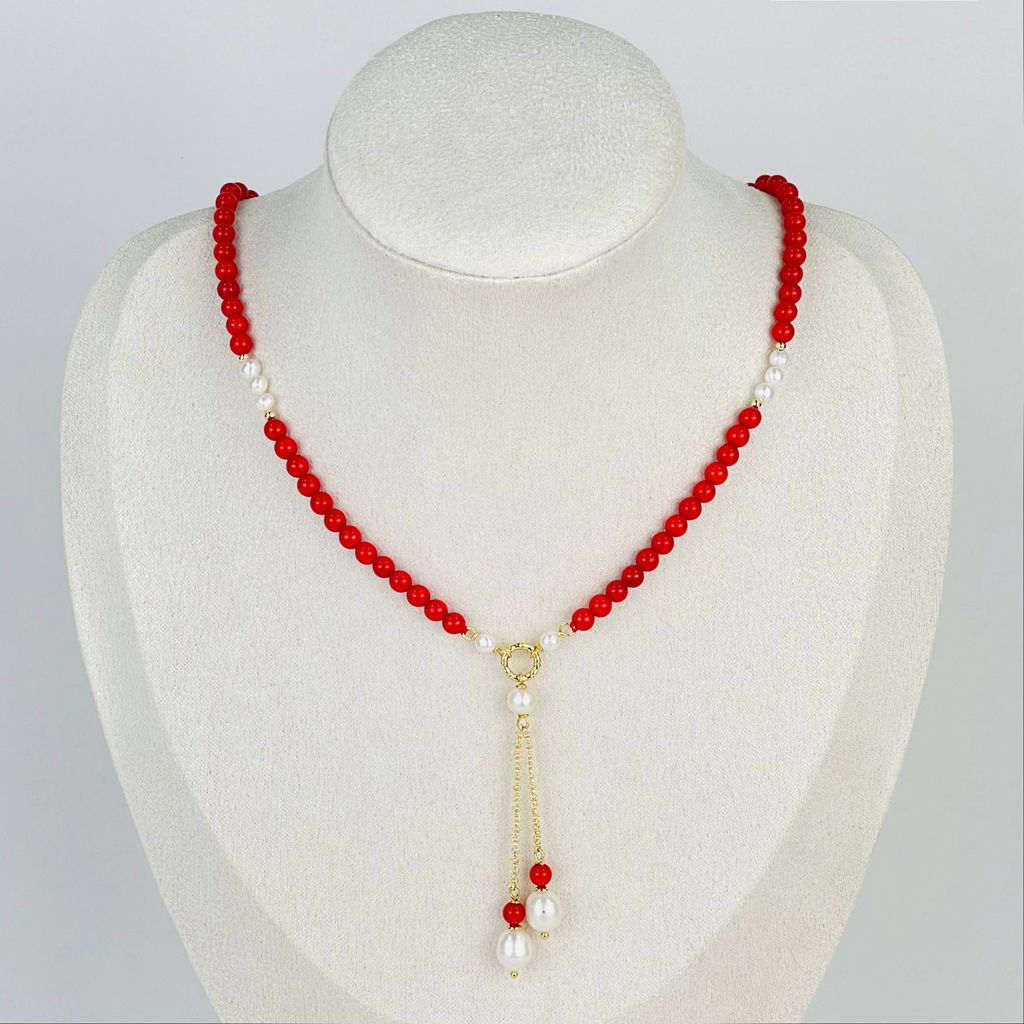 Колье из Коралла и Жемчуга 42 см +