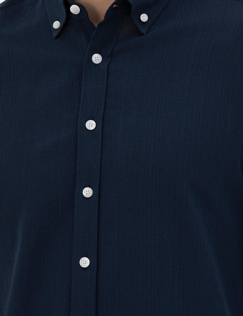 Lacivert Slim Fit Uzun Kollu G_mlek