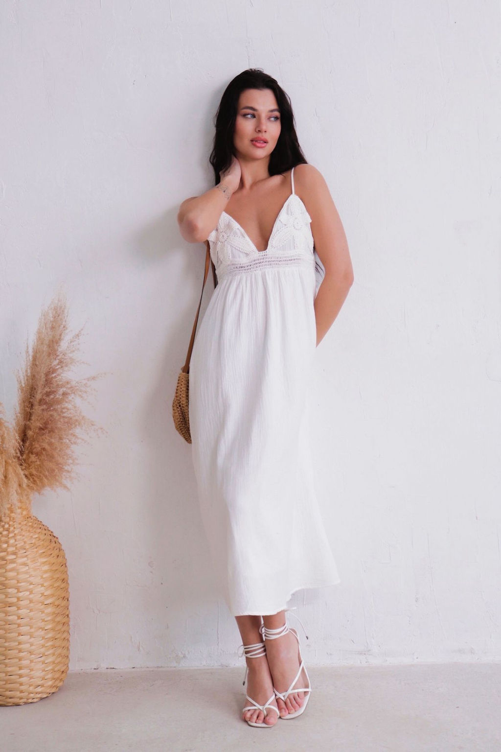 Открытое платье из хлопка белое - Martichelli фото 6